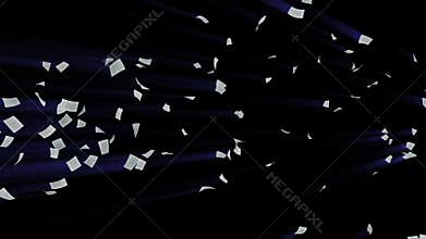 Documents Flying Shine, Alpha Channel, stock footage