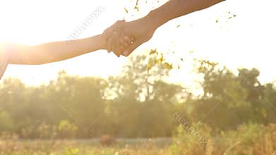 Hands of father and child
