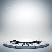 Empty white jazz music stage.