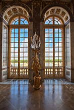 Luxury palace glass windows in Versailles palace, France