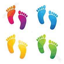 Colorful human footprints