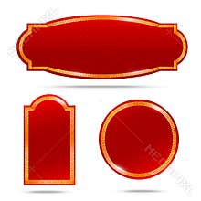 Abstract chinese red background and gold border blank template