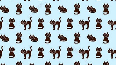 Cute playful hand-drawn cat characters seamless loop animation. motion background.