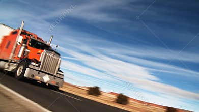 Interstate Highway Semi Truck