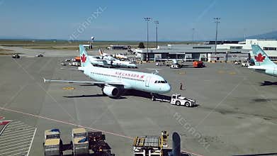 Air Canada airplanes prepare to flight at YVR airport