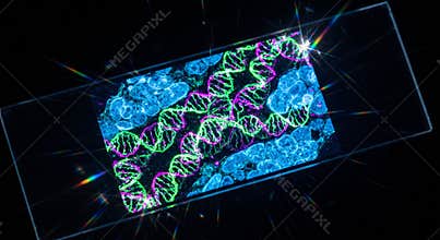 Biomedical Genomic Sequencing Slide under Confocal Laser Scanning Microscope