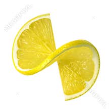 Lemon twist slice isolated on white background