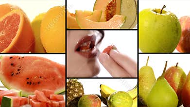 Fruit on a white background collage