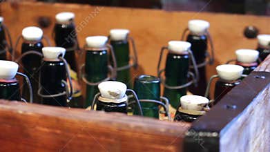 Green bottles with a vintage