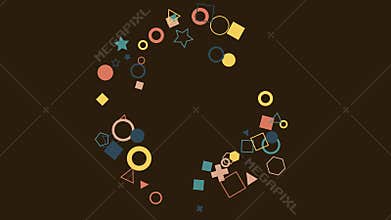 Memphis design elements on brown background