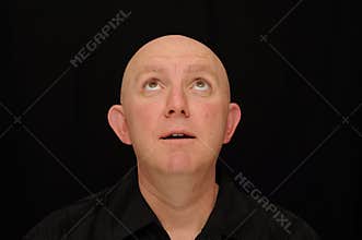 Bald Man Looking Up