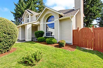 Beautiful house exterior with arch window