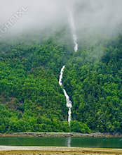 Waterfall at Endicott Arm Alaska Fjords