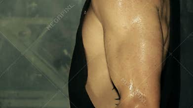 Close up of Young Man Bicep Curl Routine