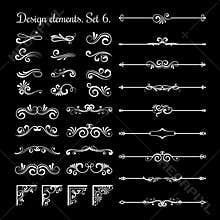 Floral lines filigree design elements. Vector vintage line elegant dividers and separators, swirls corners decorative