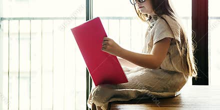 Girl Reading Book Literature Concept