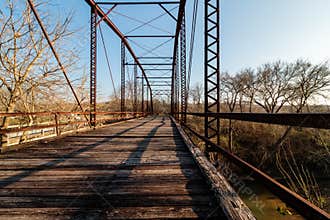 Old Iron and Wood Plank Bridge