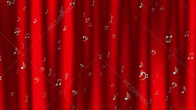 Animated dynamic background with music notes and marks