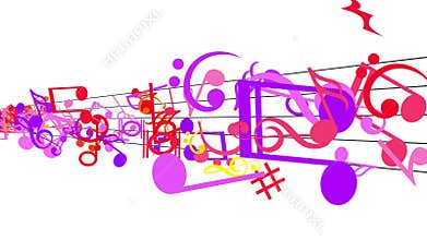 Cascading musical notes