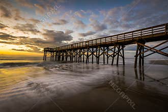 Pier at Ise of Palms Beach, in Charleston South Carolina at Sunrise