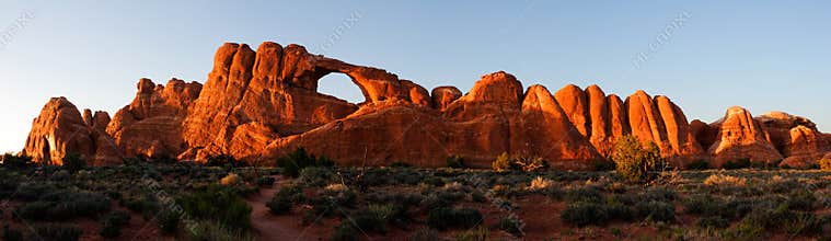 Skyline Arch at Sunset - stitched panrama