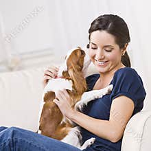 Dog Kissing Woman