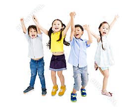 Happy kids jumping and dancing