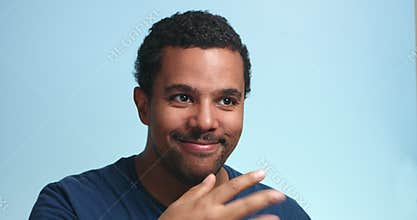 Happy smiling mixed race man nod assent