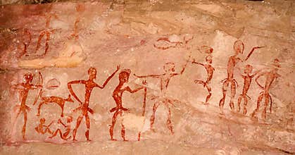 Prehistoric cave paintings over 4000 years Khao Chan Ngam, Nakhon Ratchasima.