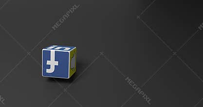 Rolling die with six social media icons ending with Linkedin facing up, 4k 30fps