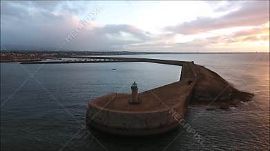 Aerial view. Dun Laoghaire lighthouse. Dublin. Ireland