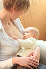 Mother breastfeeding baby
