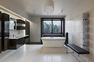 Luxury bathroom interior with window