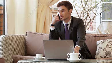 Drinking espresso coffee