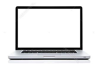 Laptop computer white screen on isolated white.