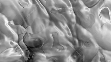Digital perfectly loop of abstract shiny silver metallic aluminium liquid moving background animation