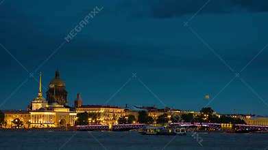 Quay a panorama in St. Petersburg at night