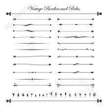 Collection of decorative line elements, border and page rules ve