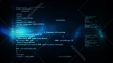 Computer Code Scrolling Blue
