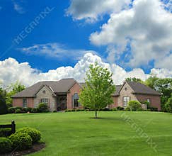 Brick and Stone Suburban Ranch Style Home