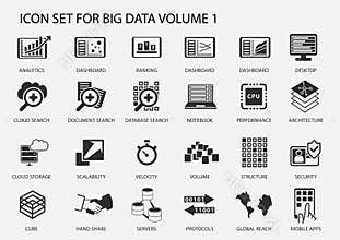 Big data icon set in flat design