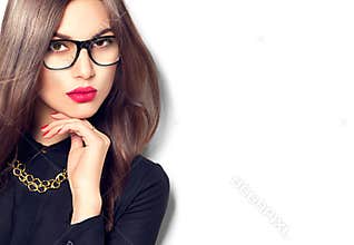 Beauty fashion model girl wearing glasses