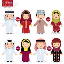 Kids in different traditional costumes (Bahrain, Oman, Qatar, Jo