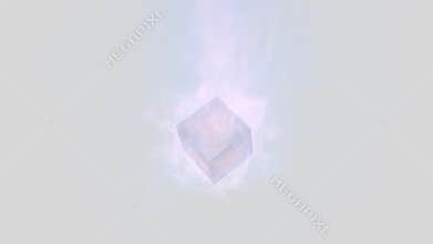 Abstract crystal cube and smoke background.