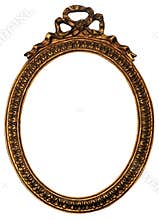 Old Oval Gold Wood Mirror Frame with Ornaments