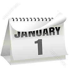 New Years Day Calendar Turns Page January 1