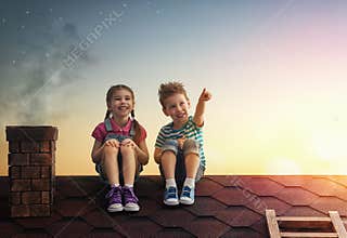 Boy and girl make a wish