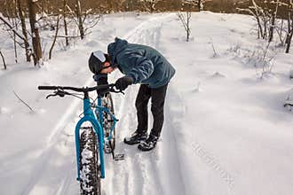 Tired Winter Cyclist