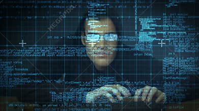 Burglar hacking into computer