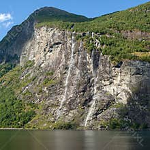 Seven sisters waterfall at Geiranger fjord